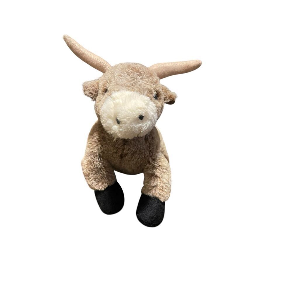 UNIPAK Tan Black Megakinz Longhorn Bull Plush Stuffed Animal Toy 10"